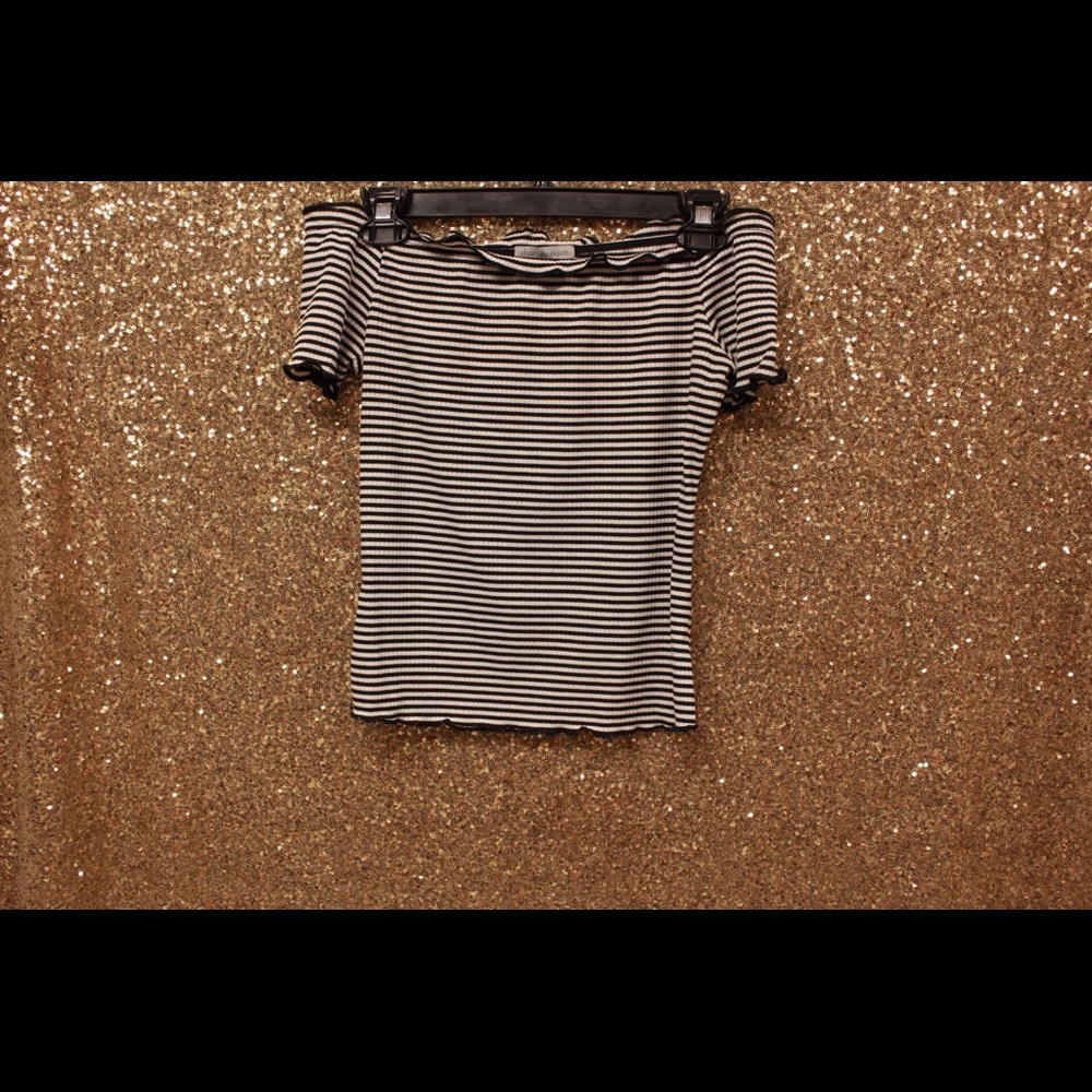 Striped Off The Shoulder Crop Top